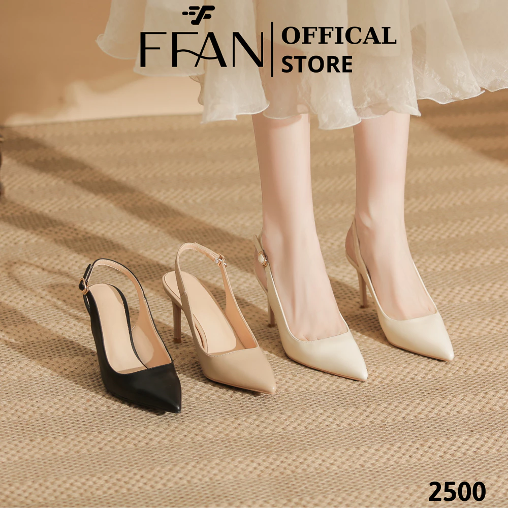 Giày Cao Gót Mũi Nhọn Hở Gót Da Thật - Êm Ái, Chống Trượt, Size 34-41