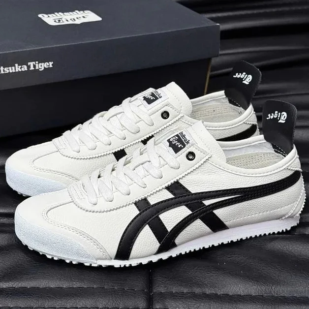 Giày Onitsuka Tiger Mexico 66 Trắng Đen - Sneaker Retro Unisex Kinh Điển Full Box