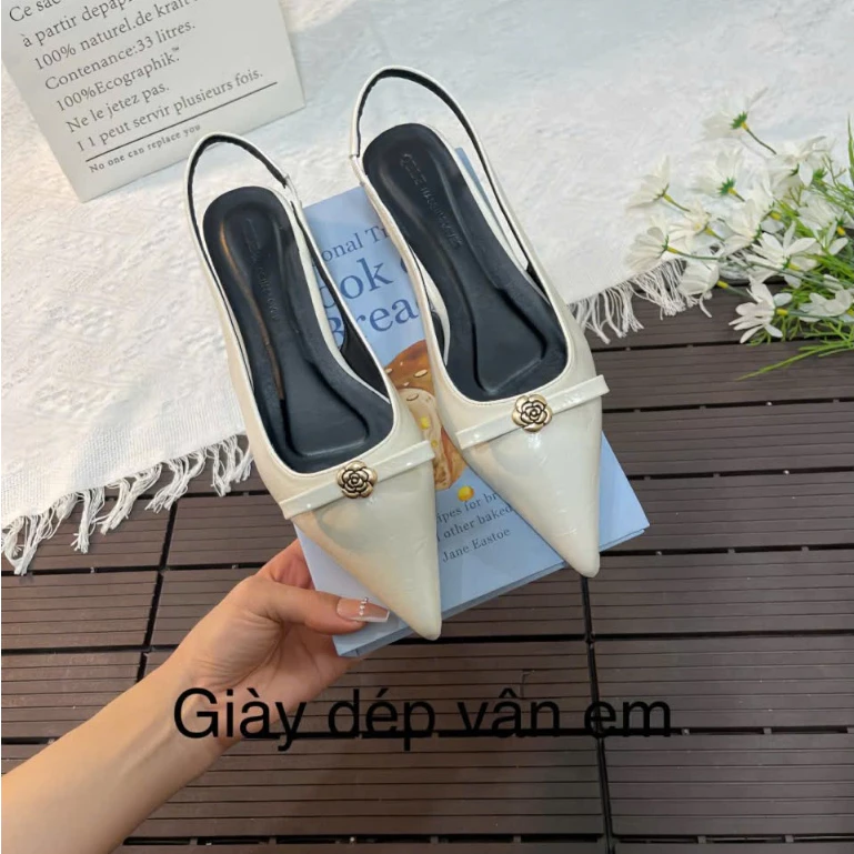 Giày Sục Bệt Mũi Nhọn Da Lì Mềm Đế 2cm Gắn Nơ - Hàng Cao Cấp 2026