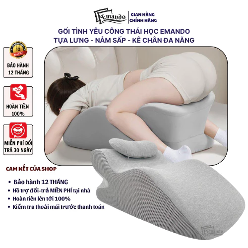 Gối Tựa Lưng Đa Năng EMANDO - Cao Su Non Êm Ái, Giảm Đau Lưng, Nằm Sấp Thoải Mái