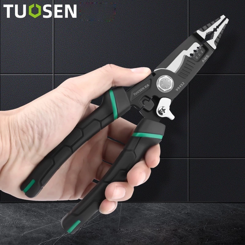 Kìm Điện Đa Năng 9 Trong 1 Tuosen - Tuốt Dây, Gọt Vỏ, Bấm Lỗ Chính Hãng