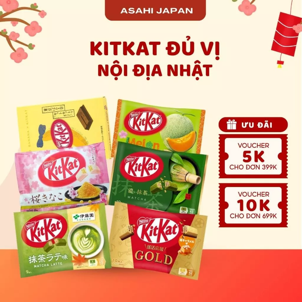 KitKat Nhật Bản Giới Hạn: Matcha Đậm, Matcha Latte, Vị Cam - Xách Tay Chính Hãng