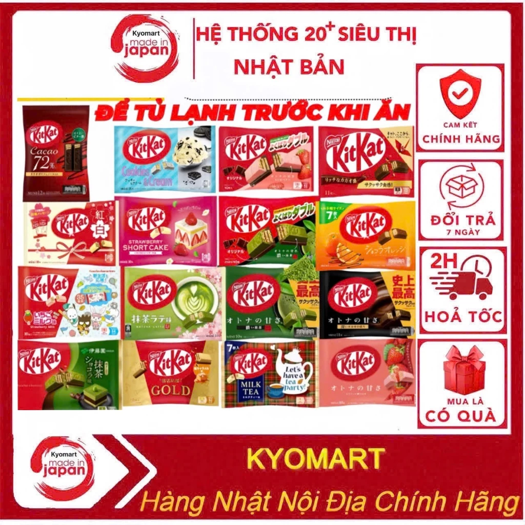 KitKat Nhật Bản Nội Địa Hộp Cao Cấp - Matcha, Socola Truyền Thống, Date Xa