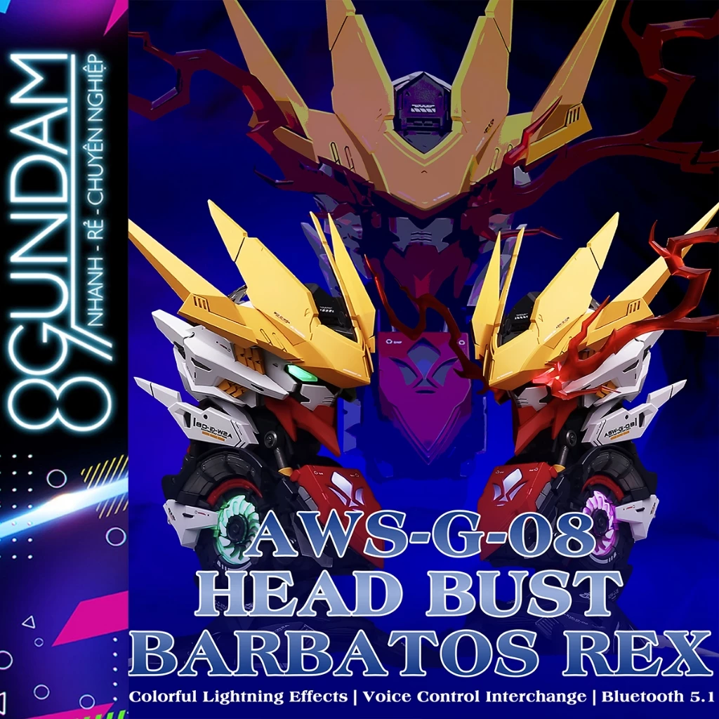Mô Hình Barbatos Lupus Rex LED Bluetooth, Điều Khiển Giọng Nói, Tặng Led & Decal
