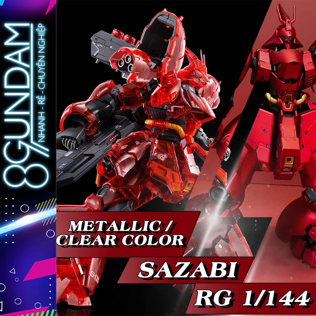 Mô Hình RG Sazabi Fighter Metallic 1/144 Cao 15cm - Tặng Decal Nước & Bút Fix