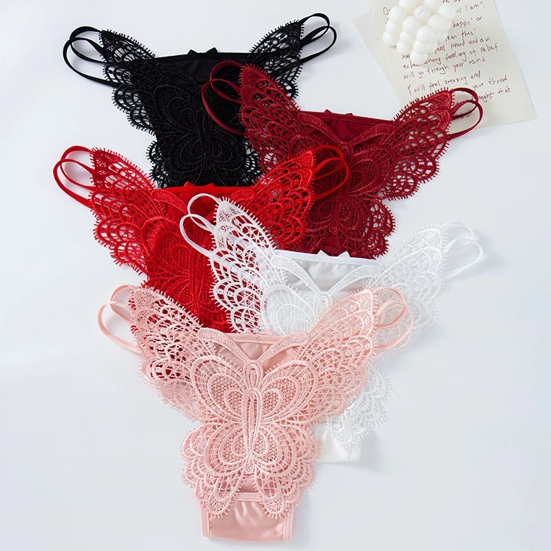 Quần Lót Nữ Ren Lưới Cotton Lụa Phối Dây Quyến Rũ, Thoáng Mịn