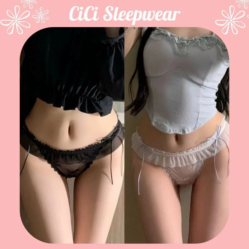 Quần Lót Ren Viền Bèo Phối Nơ Siêu Mềm - Free Size 43-56kg