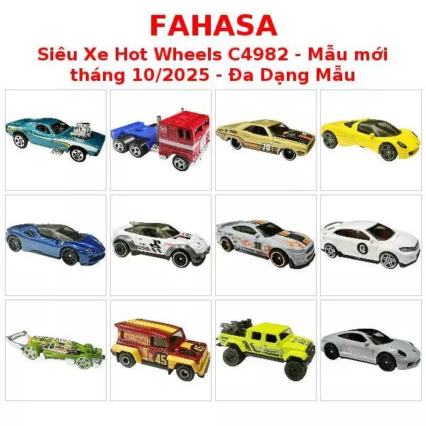 Siêu Xe Hot Wheels C4982 Mẫu Mới 10/2025 - Nhiều Màu Sắc Hấp Dẫn Cho Bé