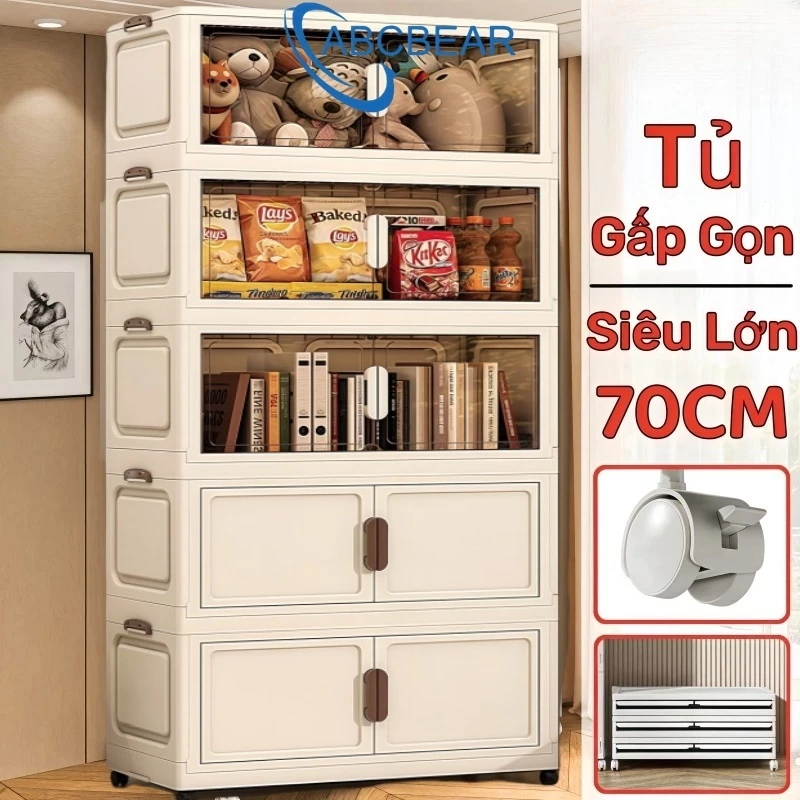 Tủ Nhựa 5 Tầng Có Bánh Xe 360 Độ - Lắp Ghép Linh Hoạt, Chứa Đồ Thông Minh