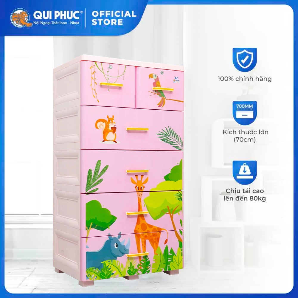 Tủ Nhựa 5 Tầng Qui Phúc - Đựng Đồ Thông Minh, Thiết Kế Pastel Đẹp, Lắp Ráp Dễ Dàng
