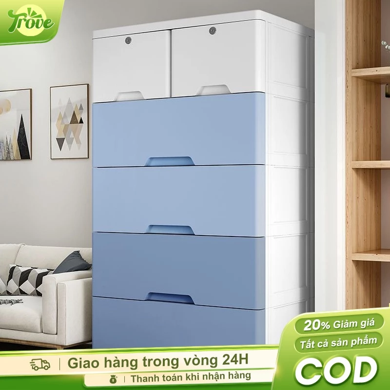 Tủ Nhựa Đa Năng Có Bánh Xe 3-7 Tầng Ngăn Kéo Khóa - Đựng Đồ Thông Minh, Tiện Lợi