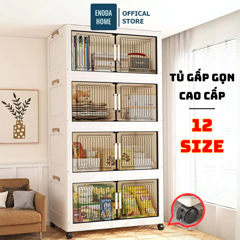 Tủ Nhựa ENODA HOME Đa Tầng Gấp Gọn, Chịu Lực Tốt, Di Chuyển Dễ Dàng