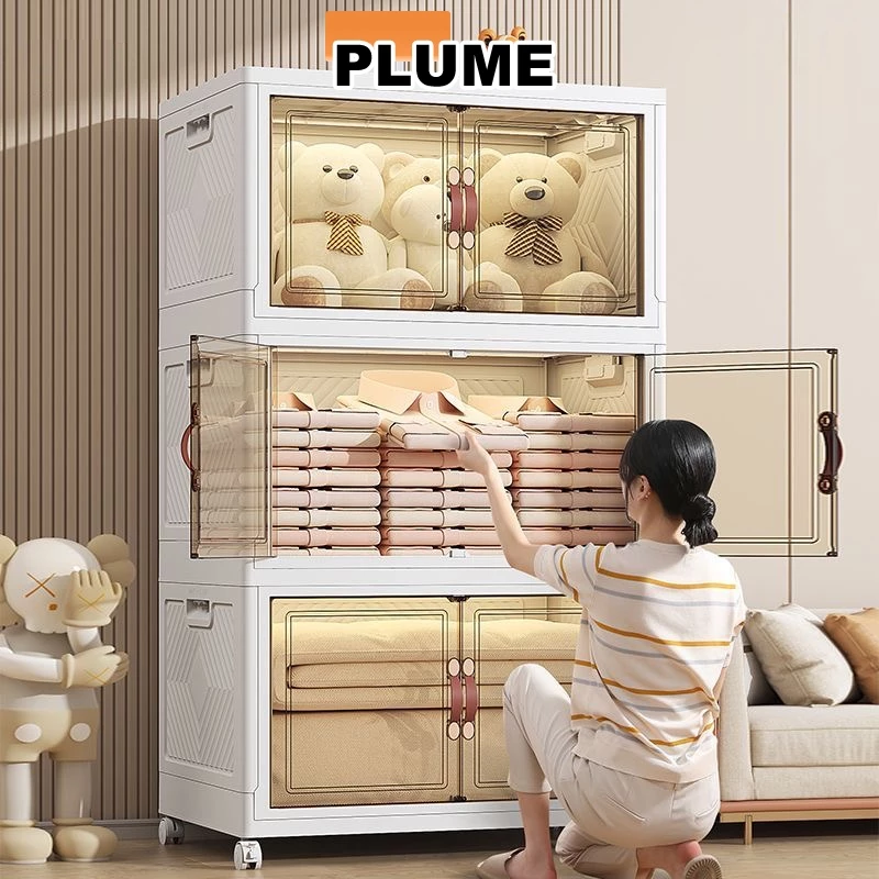 Tủ Nhựa Gấp Gọn 5 Tầng Đa Năng, Có Bánh Xe - Đựng Đồ Thông Minh Cho Bé
