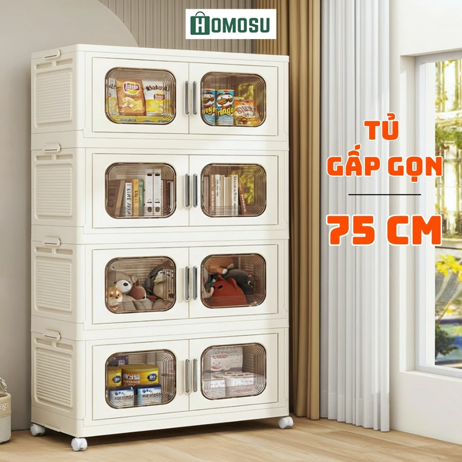 Tủ Nhựa Gấp Gọn Thông Minh 20 Kích Thước, Có Bánh Xe 360 Độc Quyền