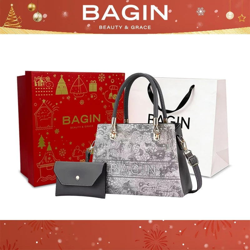 Túi Xách BAGIN Quai Cầm Thêu Logo Sang Trọng - Đi Làm, Dự Tiệc, Đón Tết