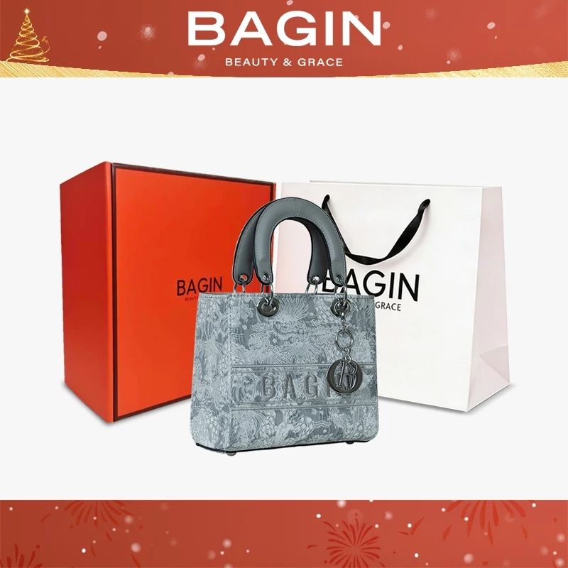 Túi Xách Nữ BAGIN Thêu Nổi Cao Cấp, Tặng Kèm Charm & Dây Đeo Thời Trang