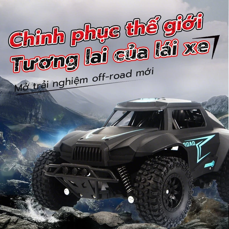 Xe Điều Khiển Leo Đá 1/12 SAMURAI Đen - Thân Thép, Sạc USB, Quà Tặng Trẻ Em