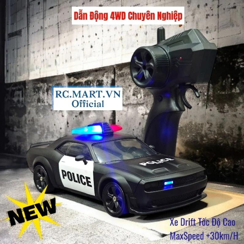 Xe Drift Police SRT 1:24 Có Đèn, Còi Hú, Vỏ Cứng Siêu Bền - Trải Nghiệm Drift Thật