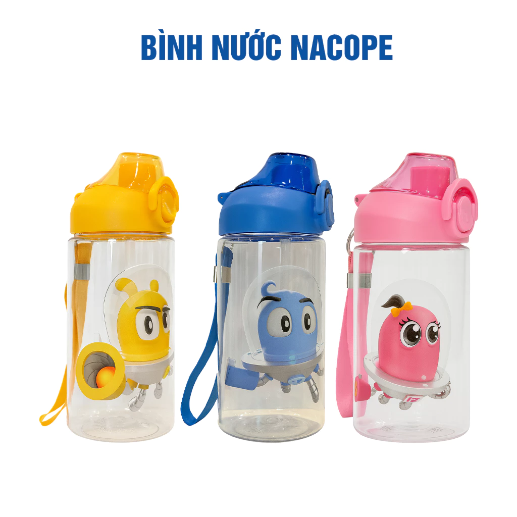 Bình Nước NACOPE 500ml Nhựa Tritan An Toàn - Hồng, Xanh Dương, Vàng