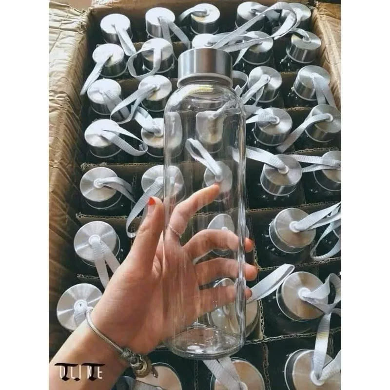 Bình Thủy Tinh Cao Cấp 300ml & 500ml - Nắp Kim Loại, Dây Xách Tiện Lợi