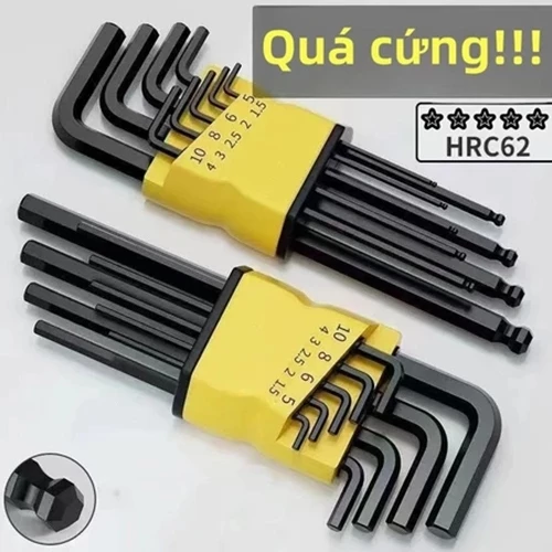 Bộ Lục Giác CR-V 9 Cây Thép S2 Siêu Cứng 1.5-10mm - Công Cụ Sửa Chữa Chuyên Nghiệp