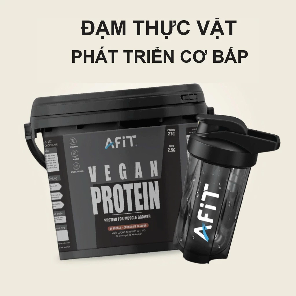 Bột Protein Thuần Chay AFIT 1kg Không Đậu Nành, Tặng Bình Lắc
