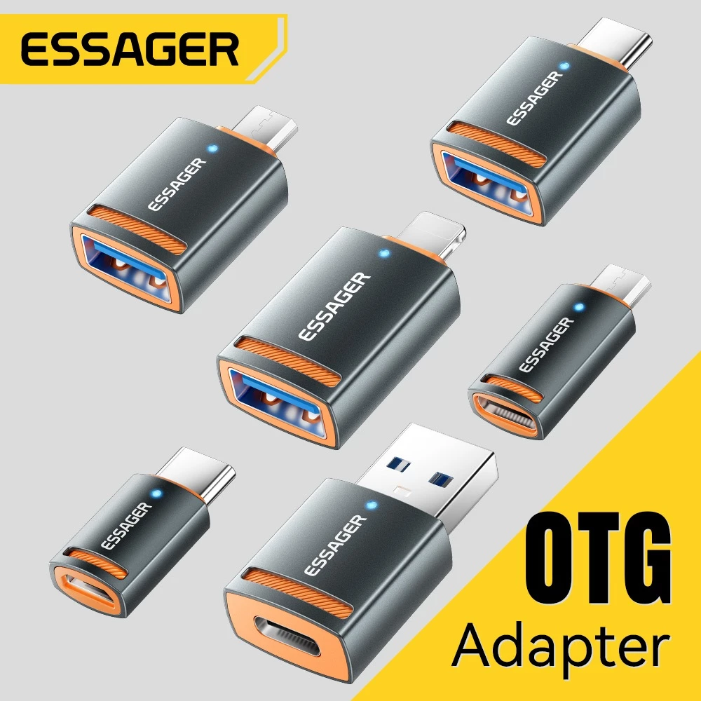 Cáp Chuyển Đổi ESSAGER 6 trong 1 - USB 3.0 Type C Micro iP, Truyền Dữ Liệu 5Gbps, Sạc Nhanh 5A