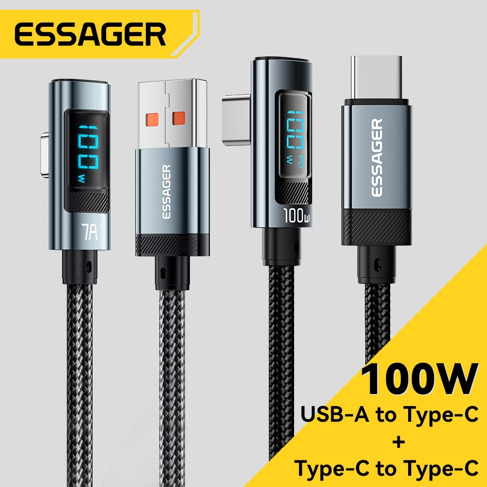 Cáp Sạc Nhanh 100W Essager Có Màn Hình Hiển Thị - Sạc Siêu Tốc, Chơi Game Không Vướng
