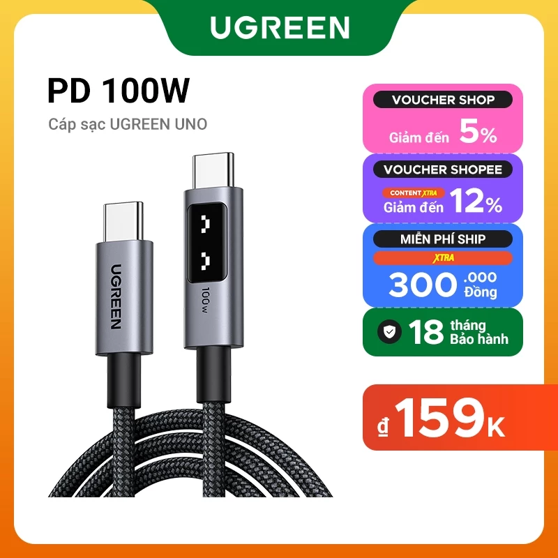Cáp Sạc Nhanh UGREEN 100W Type-C E-Marker - Sạc Siêu Tốc iPhone, Samsung, Macbook