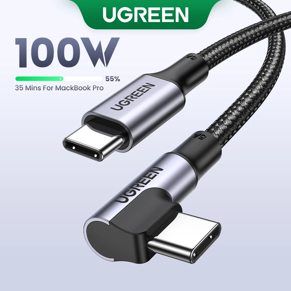 Cáp Sạc Nhanh UGREEN 100W USB-C 90 Độ - Sạc Cực Nhanh, Bền Bỉ Cho iPhone 15, MacBook