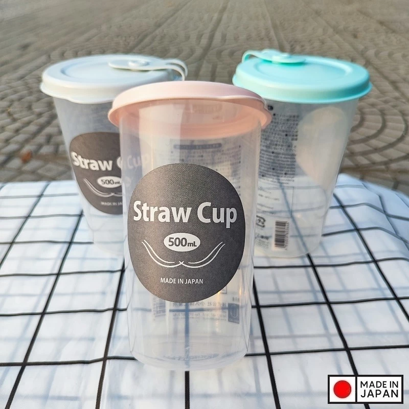 Cốc Ống Hút Nhật Bản 500ml Chính Hãng - Nhựa PP An Toàn, Chịu Nhiệt Tốt