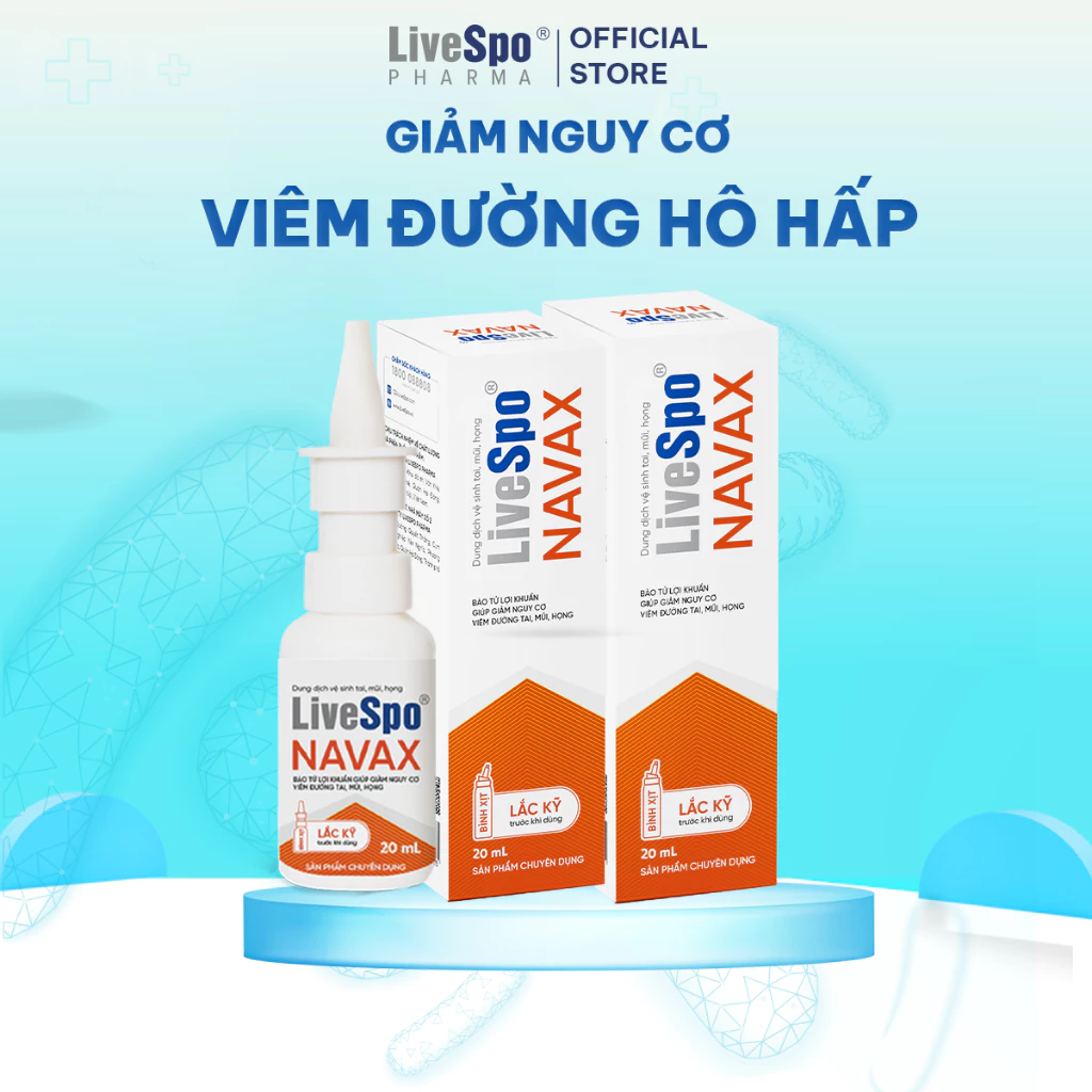 Combo 2 Bình Xịt LiveSpo Navax 20ml - Giảm Nghẹt Mũi, Sổ Mũi, Viêm Họng Hiệu Quả Vượt Trội