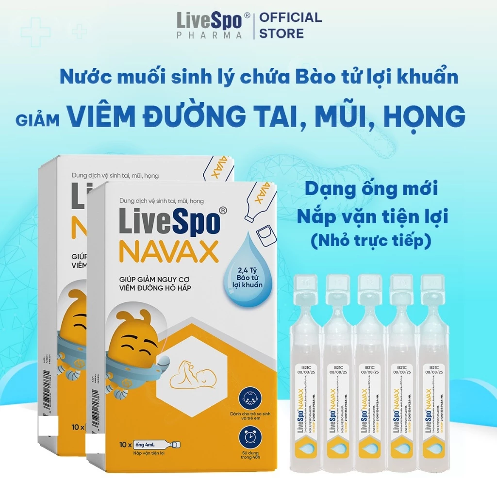 Combo 2 Hộp LiveSpo Navax Nhỏ Mũi Cho Trẻ Sơ Sinh - Giảm Nghẹt Mũi, Sổ Mũi Hiệu Quả