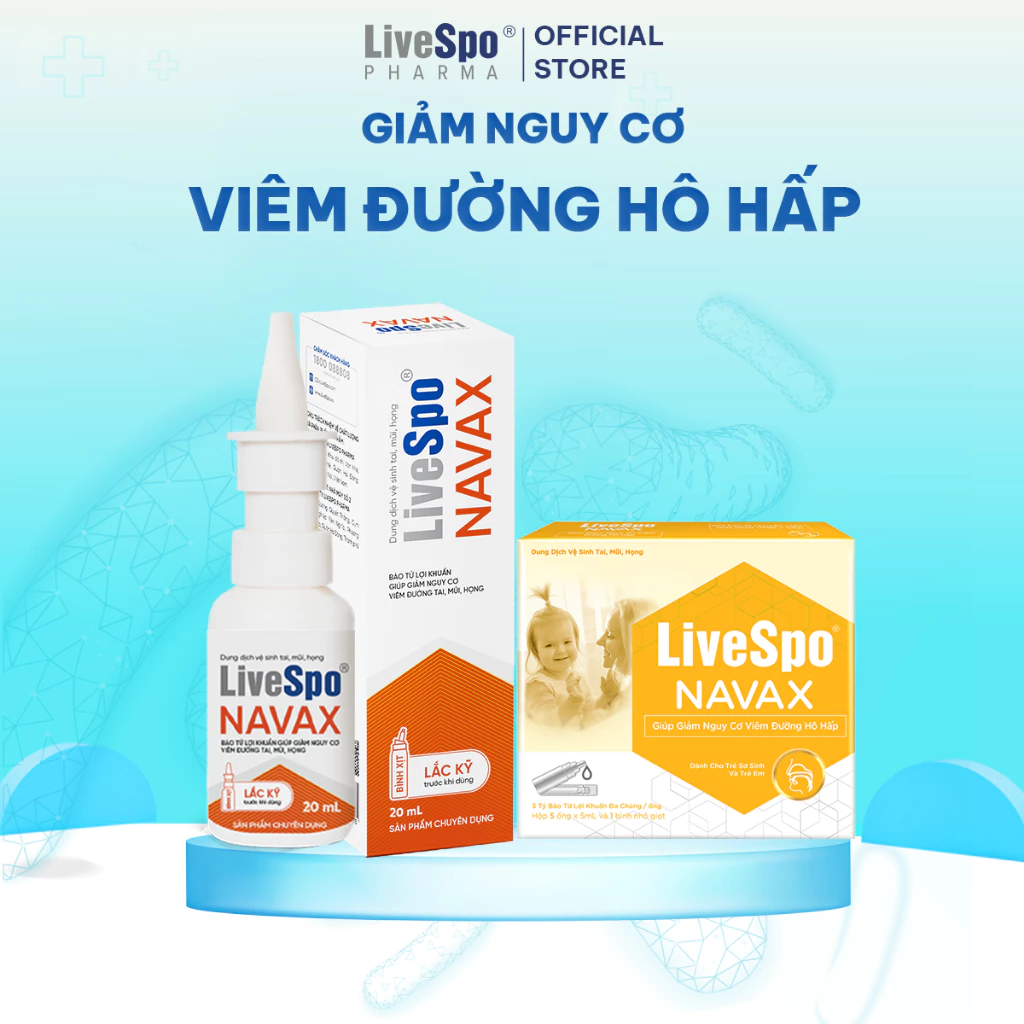 Combo LiveSpo Navax: Bình xịt 20ml và Hộp nhỏ mũi cho bé - Giảm nghẹt mũi, viêm họng hiệu quả