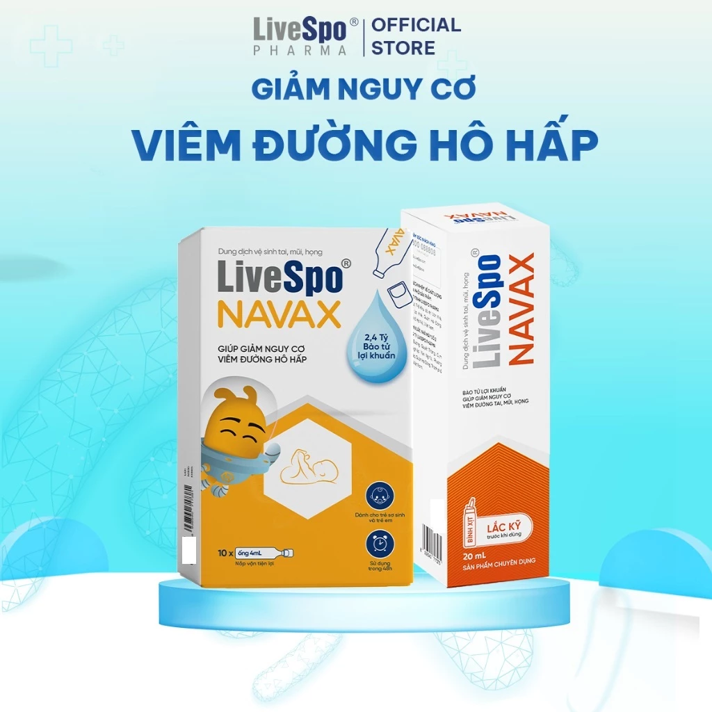 Combo LiveSpo Navax: Xịt mũi chuyên dụng 20ml + 10 ống nhỏ cho trẻ sơ sinh