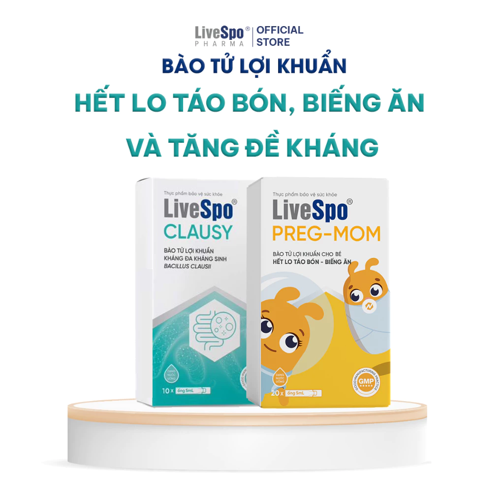 Combo LiveSpo Pregmom & Clausy - Giảm Táo Bón, Biếng Ăn Cho Trẻ, Hỗ Trợ Tiêu Hóa Cho Mẹ Bầu