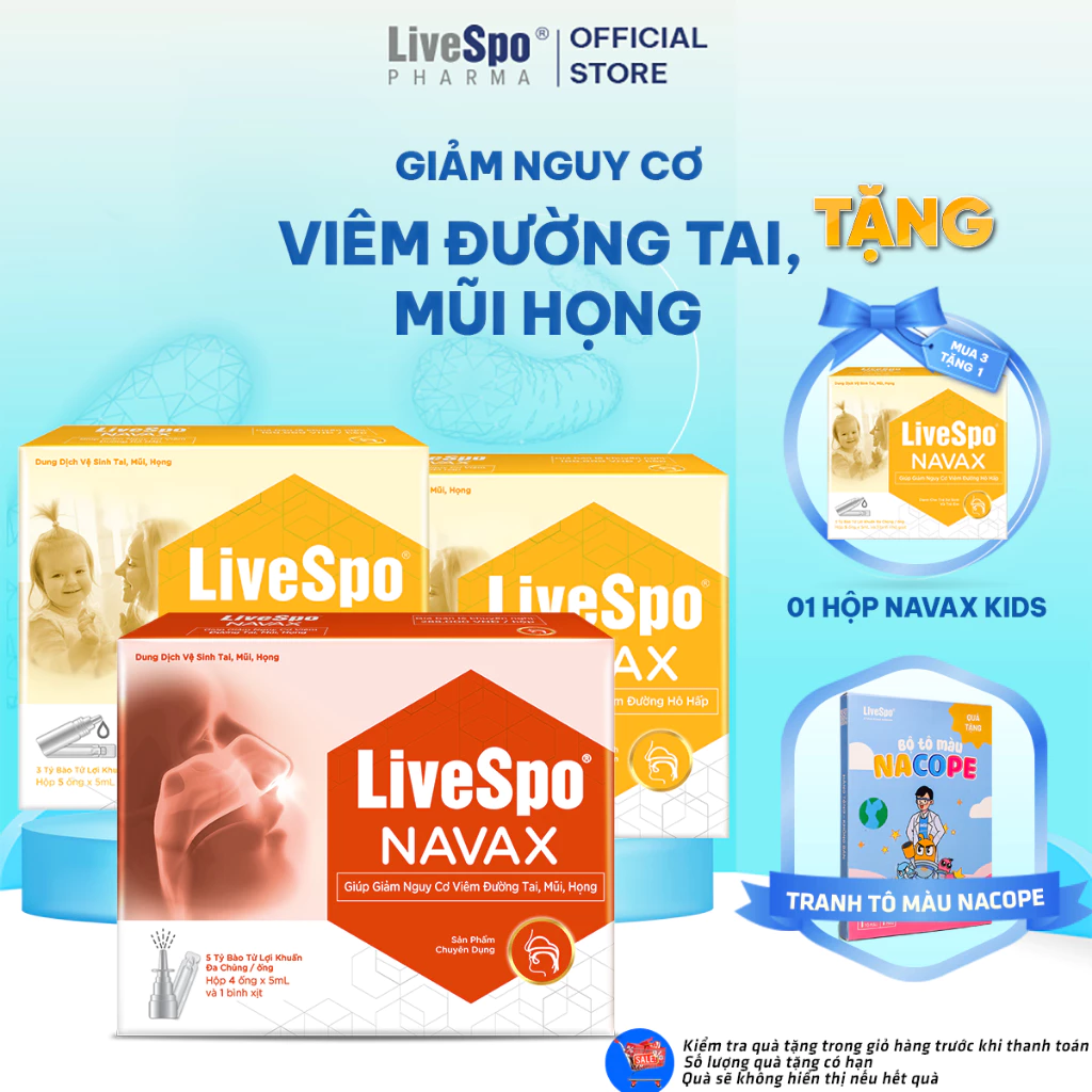 Combo Navax: 1 Chuyên Dụng + 2 Sơ Sinh Tặng 1 - Vệ Hệ Hô Hấp, Ngừa Viêm Mũi Họng