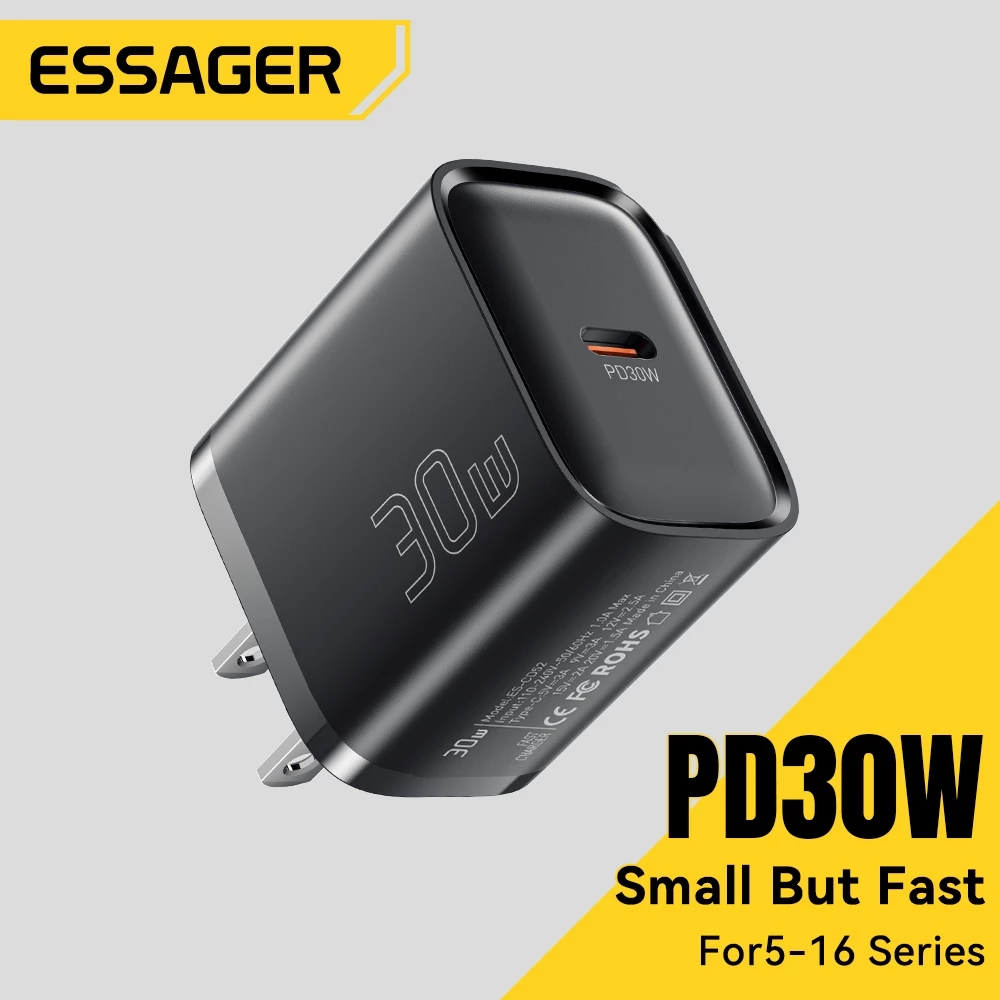 Củ Sạc Nhanh 30W Type-C PD3.0 Essager - Sạc Đầy iPhone 15/16 Trong 1 Giờ