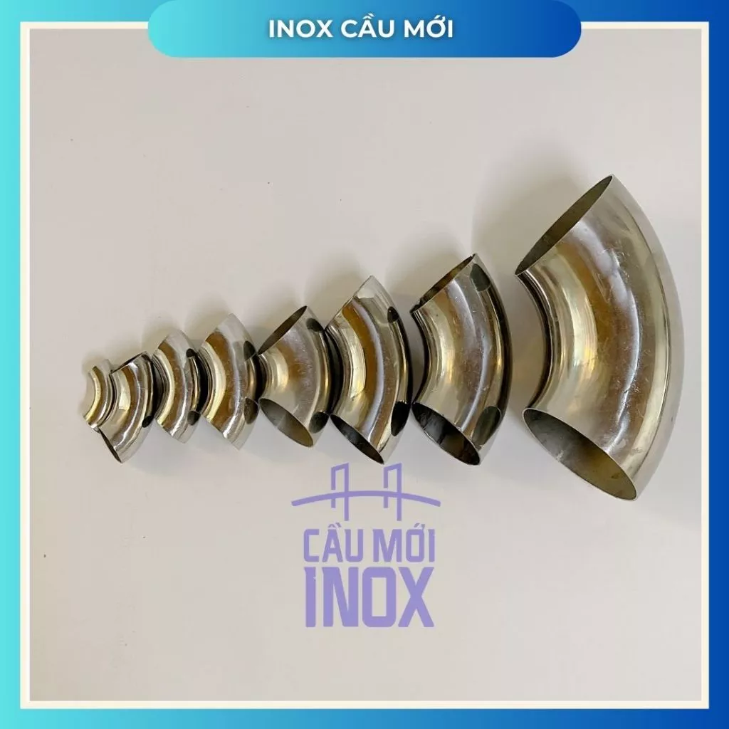 Cút Inox 304 90 Độ, Dày 1-1.5ly, Đa Kích Thước D16-D89, Chống Gỉ, Bóng Sáng