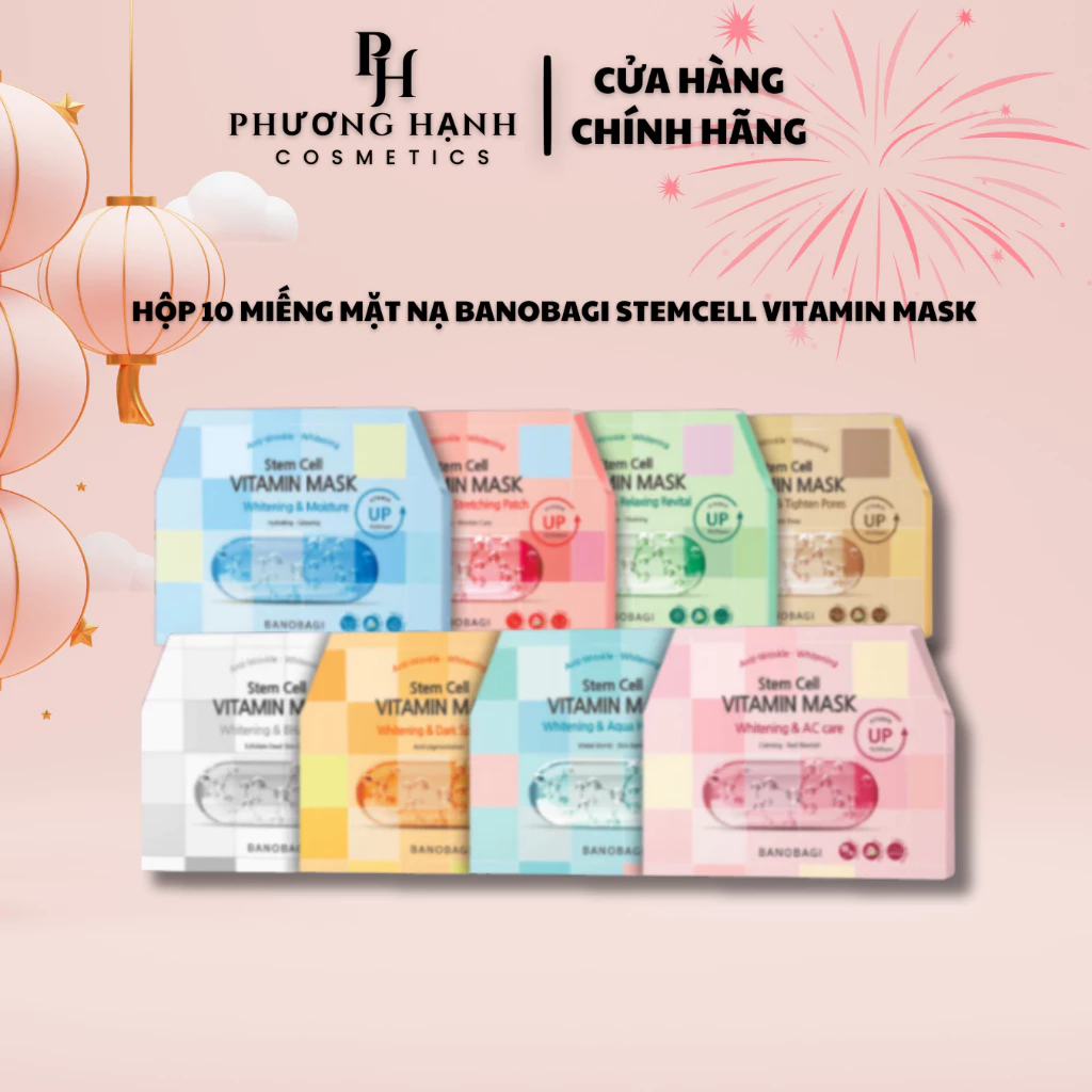 Hộp 10 Mặt Nạ Banobagi Stem Cell Vitamin - Dưỡng Sáng Chuyên Sâu Từ Hàn Quốc