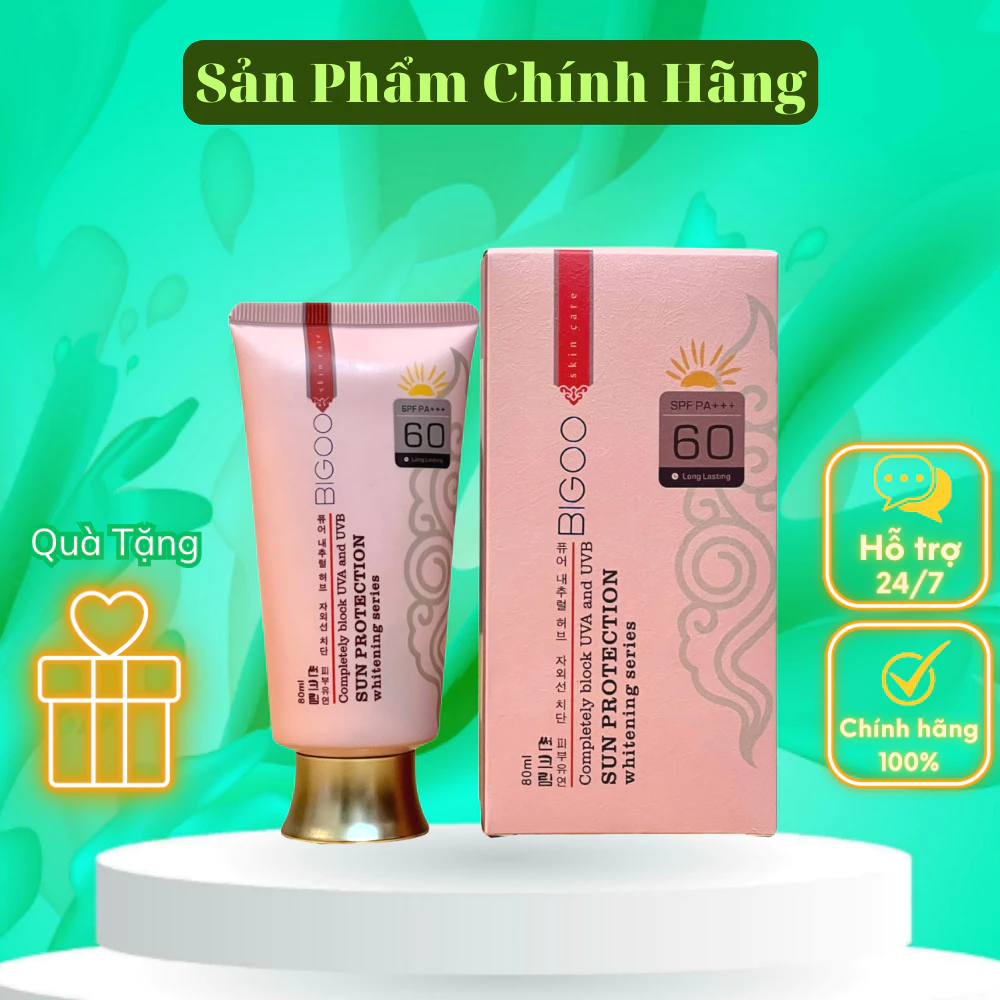 Kem Chống Nắng BIGOO SPF60 Hàn Quốc 80ml - Chống Nắng Cao, Kháng Khuẩn, Không Trôi Nước