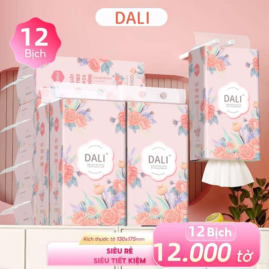 Khăn Giấy Dali Gia 4 Lớp Cao Cấp 24 Bịch - Mềm Mại An Toàn Cho Da Nhạy Cảm