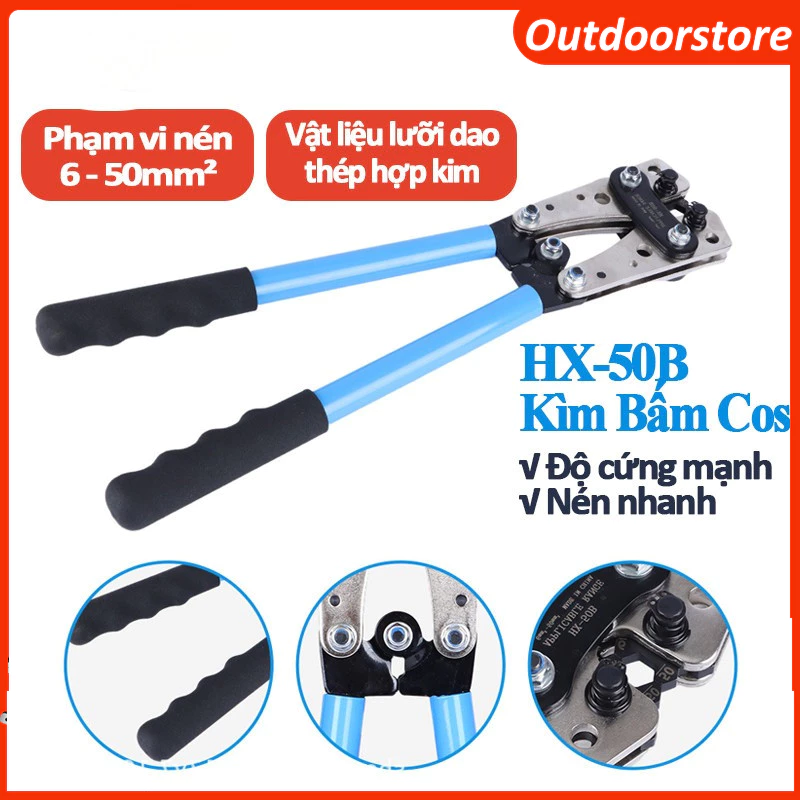 Kìm Bấm Cos Cơ HX-50B 6-50mm - Ép Chặt Đầu Cos Dễ Dàng, Bền Bỉ