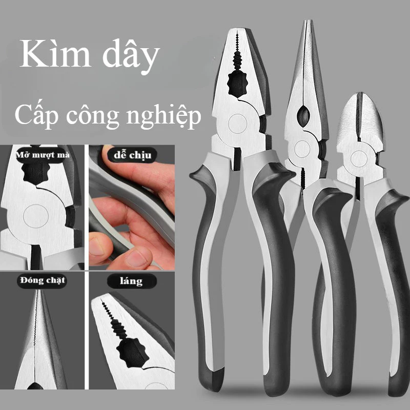 Kìm Đa Năng Cao Cấp 6-8 Inch - Cắt Thép, Xích, Khóa, Cáp Điện Siêu Khỏe