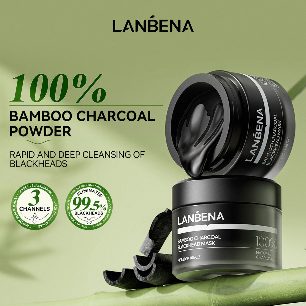 Mặt Nạ Tẩy Mụn Đầu Đen Lanbena Than Tre & Đất Sét Trắng - Làm Sạch Sâu 30g + 60 Giấy
