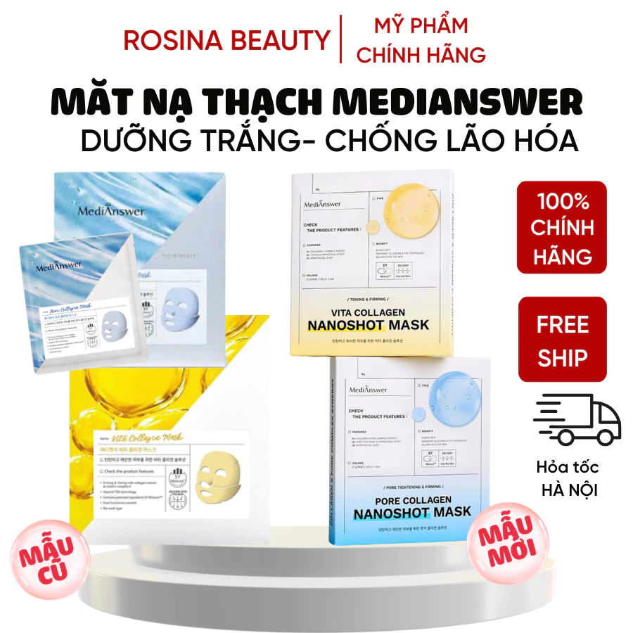 Mặt Nạ Thạch MediAnswer Collagen Nanoshot 5 Miếng - Dưỡng Trắng Căng Bóng, Giảm Lão Hóa