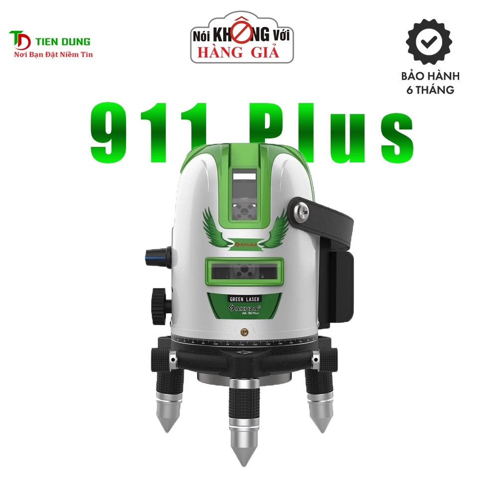 Máy Cân Bằng Laser 5 Tia Xanh AKUZA AK-911Plus - Đế Bi, Điều Khiển Từ Xa, Pin 4800mAh
