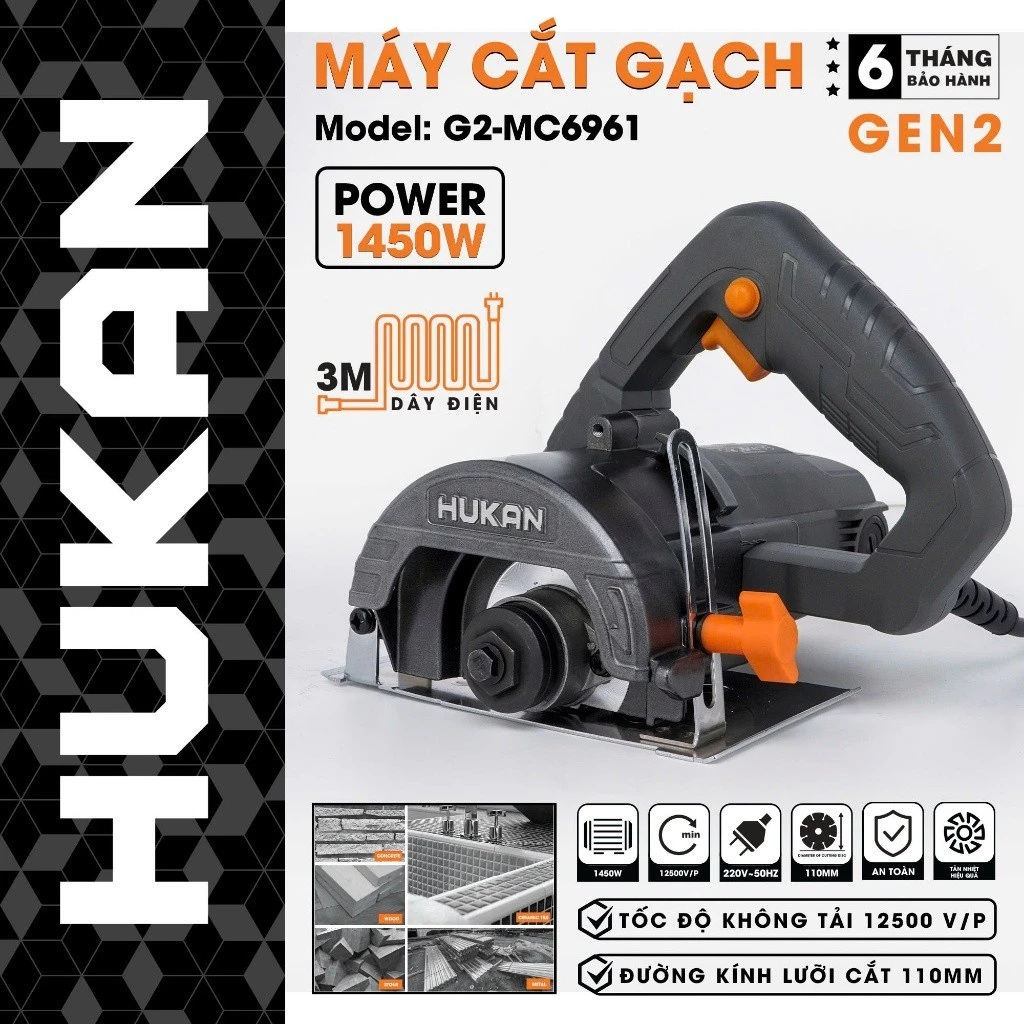 Máy Cắt Gạch Hukan 1450W - Cắt Nhanh, Chính Xác, Làm Việc Chuyên Nghiệp