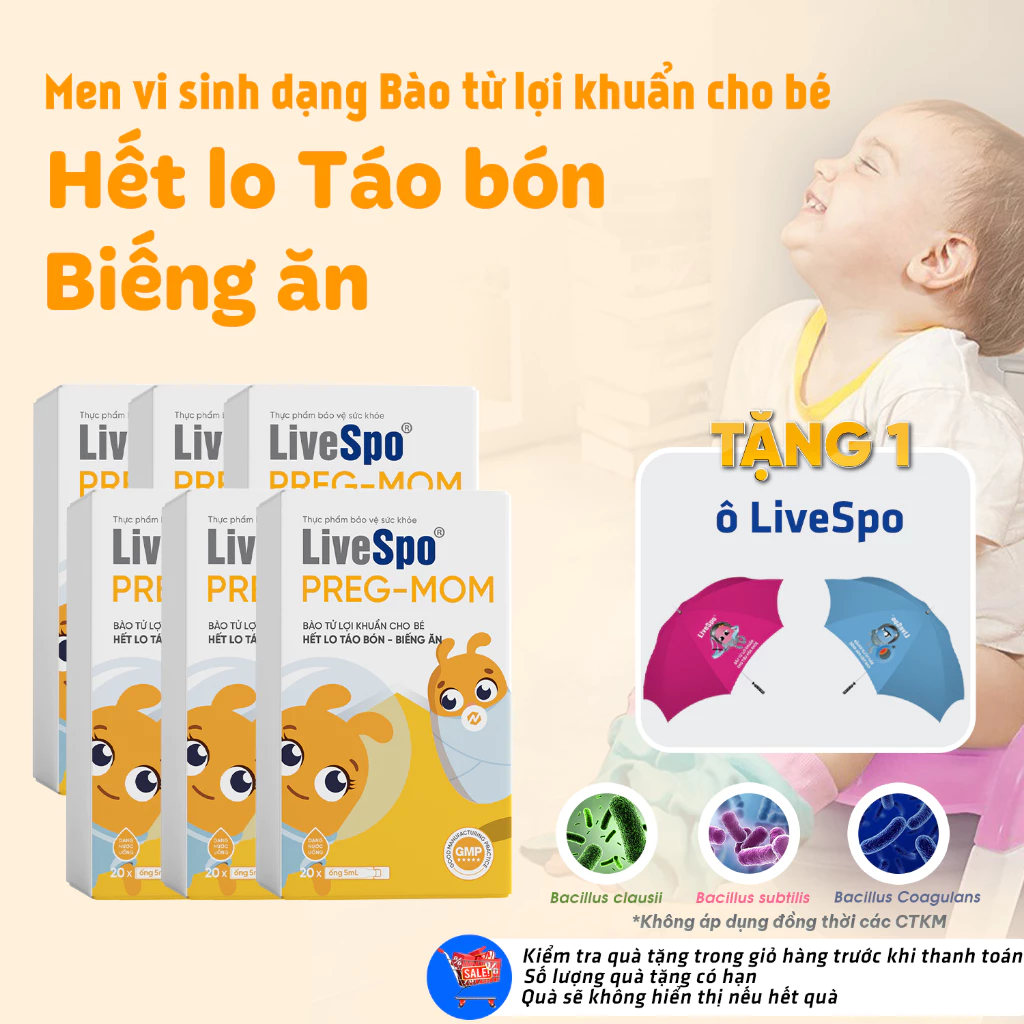 Men vi sinh LiveSpo Pregmom - Hết táo bón, ăn ngon cho bé và mẹ bầu (Combo 6 hộp)