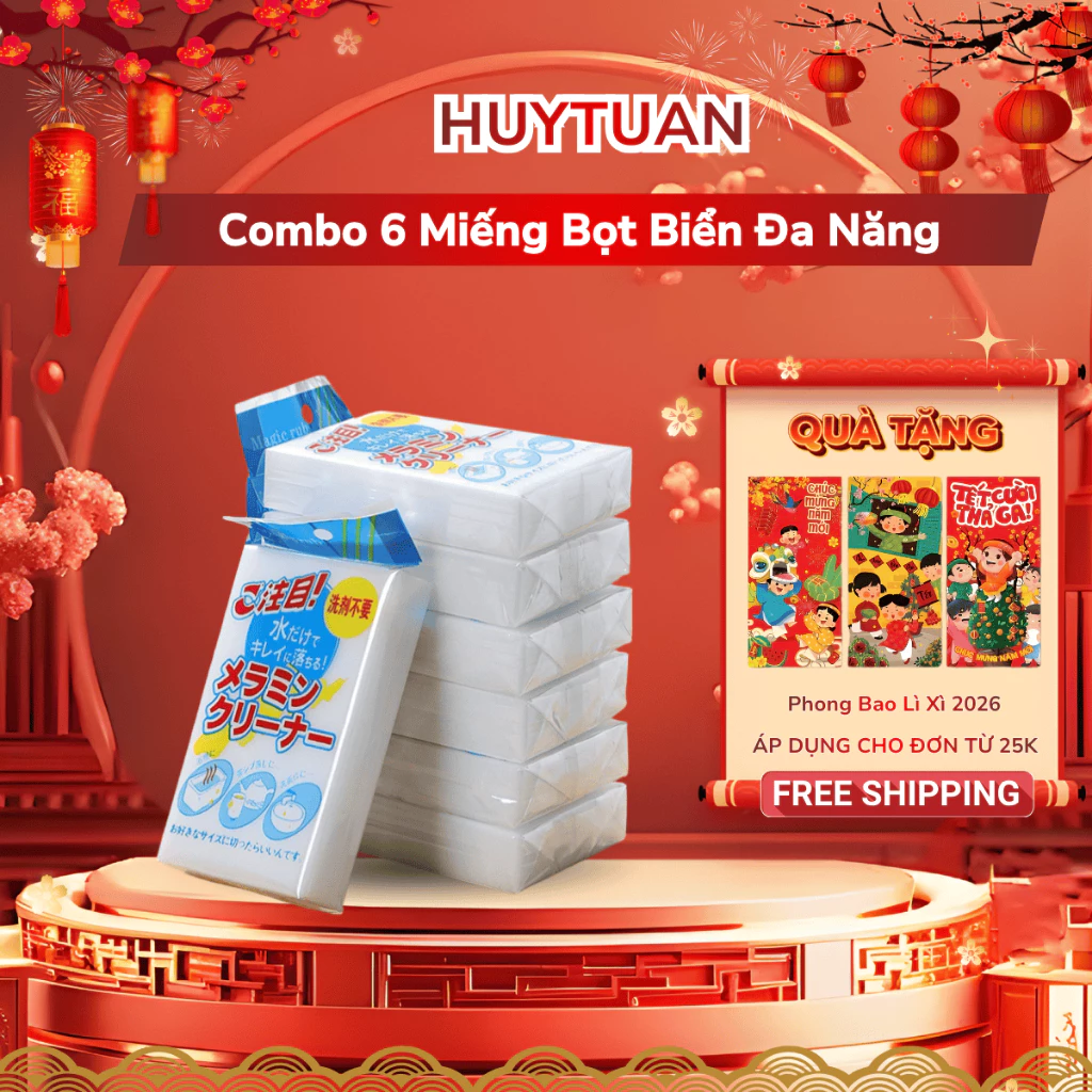 Miếng Bọt Biển Nano Đa Năng 6 Cái - Lau Sạch Bếp Không Cần Xà Phòng